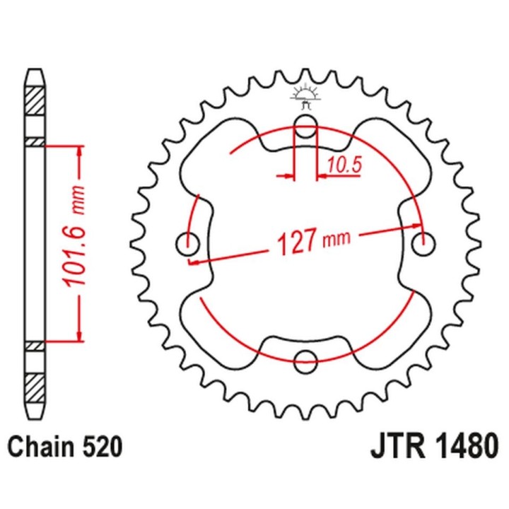 JT zębatka tylna 4480 38 polaris 450 outlaw '08-10', 500 predator '03-07', 525 outlaw '08-10' (448038JT) (ŁAŃC.520)