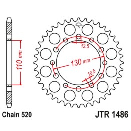 JT zębatka tylna 504 42 honda trx 200 '90-97', kawasaki el 250 '88-03' (50442JT) (ŁAŃC.520)