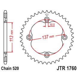 JT zębatka tylna 4509 38 suzuki ltz 400 '09-'12 (450938JT) (łańc. 520)
