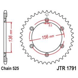 JT zębatka tylna 4365 42 suzuki dr 650 se '96-'12 (436542JT) (łańc. 525)