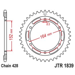 JT zębatka tylna 841 55 yamaha sr 400 (2RD) '91-00', sr 500 '91-00' (84155JT) (ŁAŃC.428)