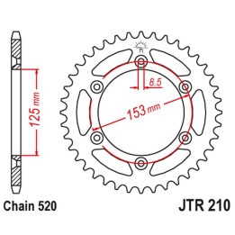 JT zębatka tylna 289 43 honda crf 230 '09-24,XR 250 '96-07, XR 400 '96-04 (28943JT) (łańc. 520)