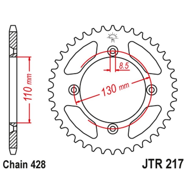 JT zębatka tylna 249 50 honda CR80 '86-02', CR85 '03-07' (24950JT) (ŁAŃC.428)