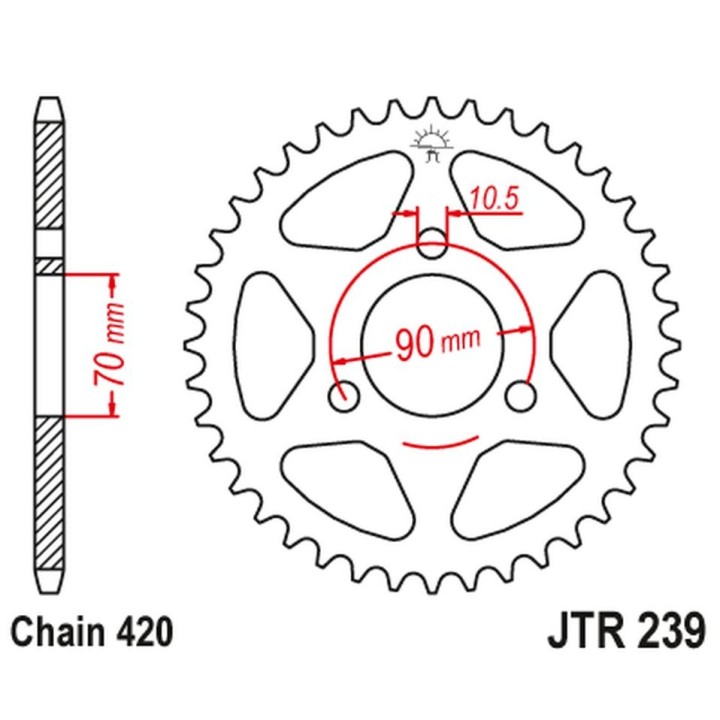 JT zębatka tylna 239 38 honda mtx 80R '83-'86, mbx 50 (23938JT) (łańc. 420)