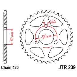 JT zębatka tylna 239 40 honda mtx 80R '83-'86, mbx 50 (23940JT) (łańc. 420)