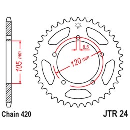 JT zębatka tylna 3565M 55 aprilia 50RX '98-'05, 50SM '03-'06 (3565M55JT) (łańc. 420)