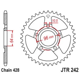 JT zębatka tylna 242 53 honda xl 125 r '82-87' (24253JT) (łańc. 428)