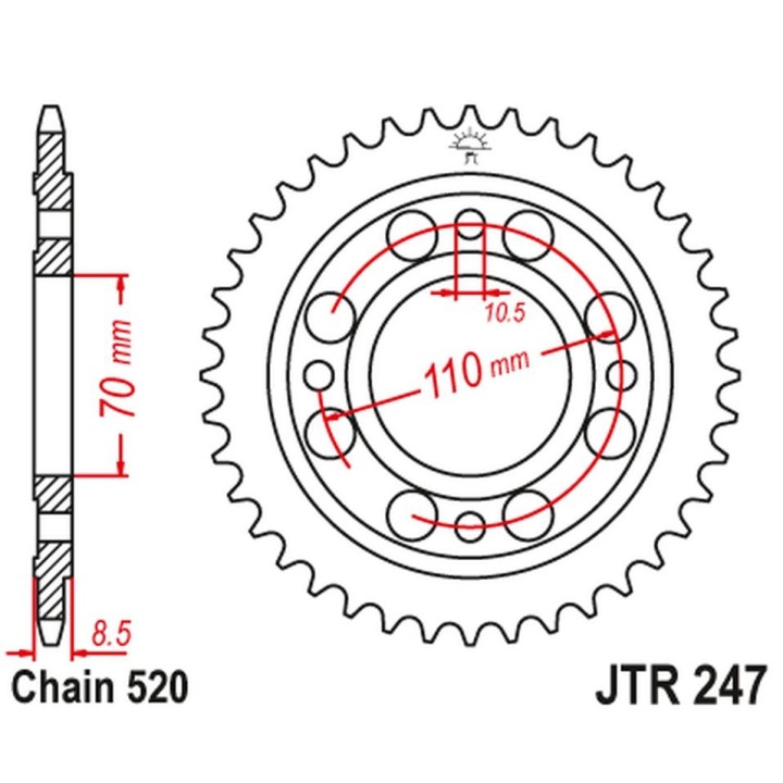 JT zębatka tylna 247 36 honda cb/cbx 250 '78-84', cb 400 n/t '81-83' (24736JT) (ŁAŃC.520)