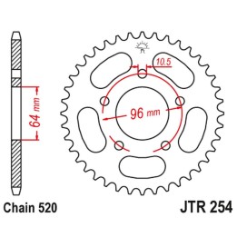 JT zębatka tylna 254 43 honda cbf 250 '04-'07 (25443JT) (łańc. 520)
