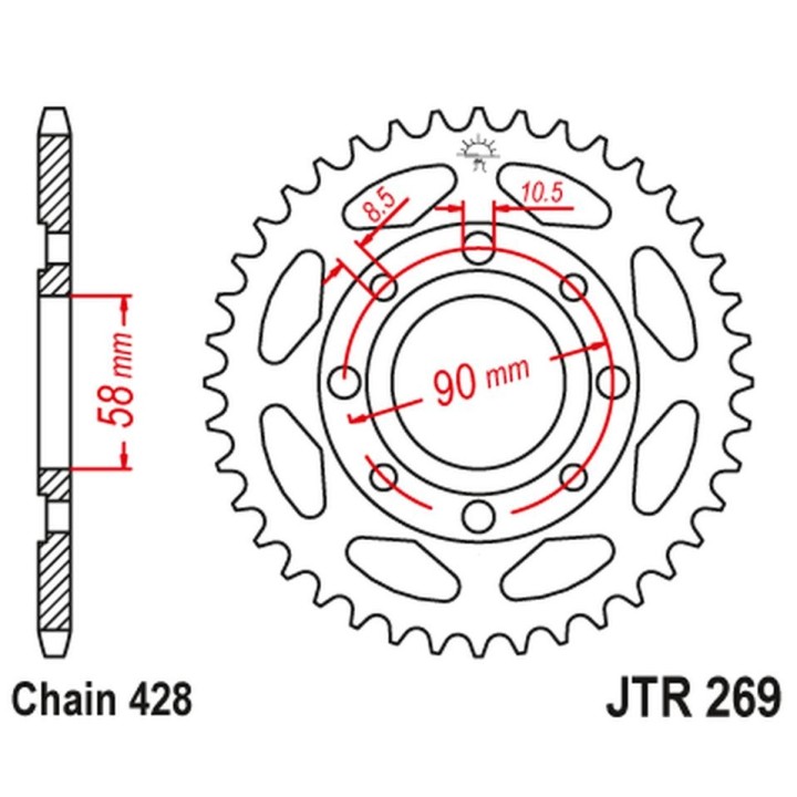 JT zębatka tylna 269 51 honda cg 125 '02-'05, cm 125 '82-'97, cb 125T '82-'88, daelim vc 125 '96-'99 (26951JT) (łańc. 428)