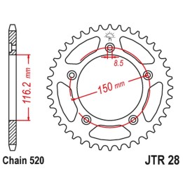 JT zębatka tylna 4329 42 aprilia rs 250 '95-04' (432942JT) (ŁAŃC.520)