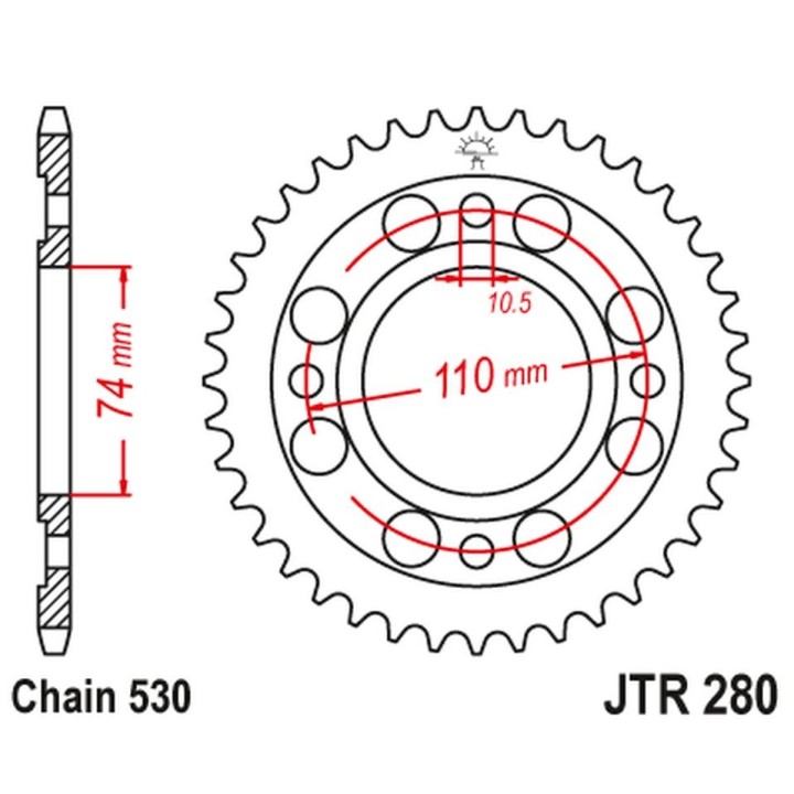 JT zębatka tylna honda cb 500 t '75-77' (28033JT) (ŁAŃC.520)