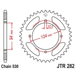 JT zębatka tylna 282 37 honda cb 500F/K '78-'80 (28237JT) (łańc. 530)