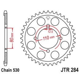 JT zębatka tylna 284 38 honda cb 650 z,a,b,c '79-'82 (28438JT) (łańc. 530)