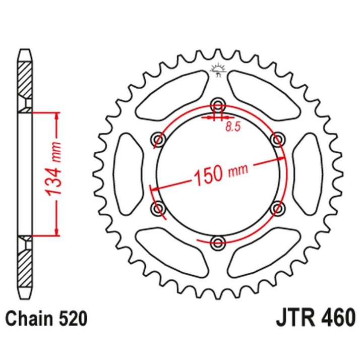 JT zębatka tylna 489 44 kawasaki kx/kxf `84-20 (48944JT) (łańc. 520)