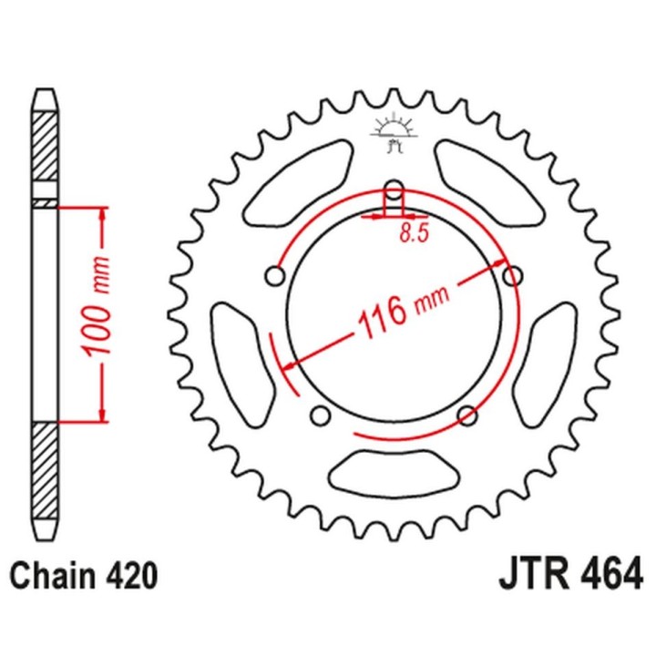 JT zębatka tylna 464 44 kawasaki kx 60 '83-03', kx 80 '83-85' (46444JT) (ŁAŃC.420)
