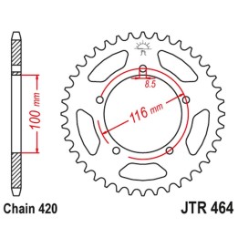 JT zębatka tylna 464 50 kawasaki kx 60 '83-03', kx 80 '83-85' (46450JT) (ŁAŃC.420)