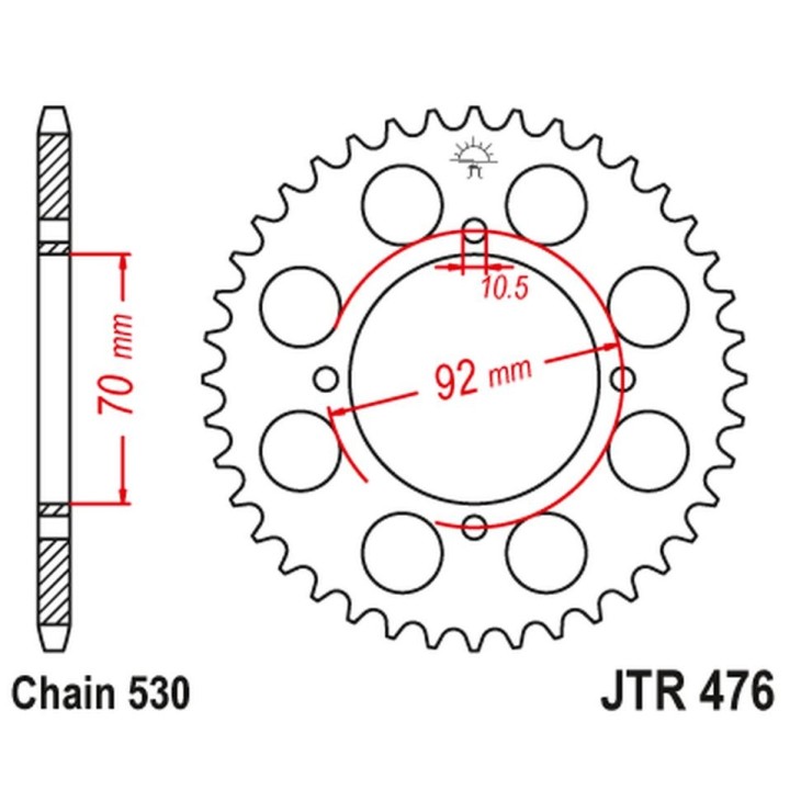 JT zębatka tylna 476 33 kawasaki gpz 250 '83-85', z 250/400/440/500/550 '78-85' (47633JT) (ŁAŃC.530)