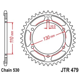JT zębatka tylna 241 48 yamaha R6 '03-'10 (konwersja na 530) (24148JT) (łańc. 530) czarna