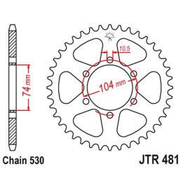 JT zębatka tylna 481 40 kawasaki z 400/550 '80-83', z 650 '79', kh 500 '72-75' (48140JT) (ŁAŃC.530)
