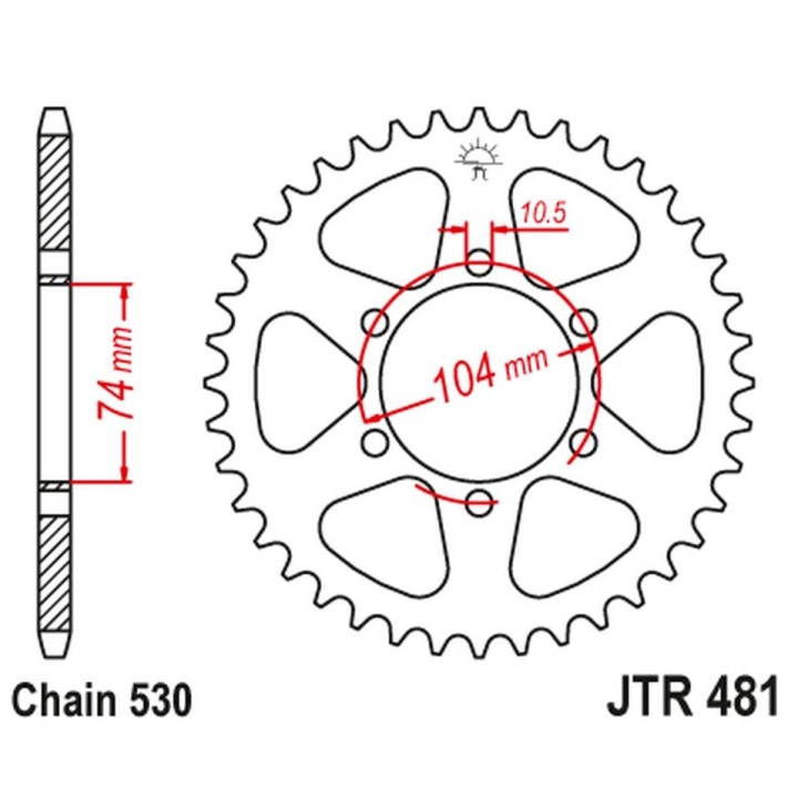JT zębatka tylna 481 42 kawasaki z 400/550 '80-83', z 650 '79', kh 500 '72-75' (48142JT) (ŁAŃC.530)