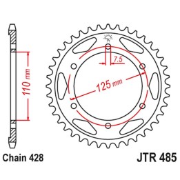 JT zębatka tylna 485 48 gilera 125 kk/kz '06-89', 125 cougar '01' (48548JT) (ŁAŃC.428)