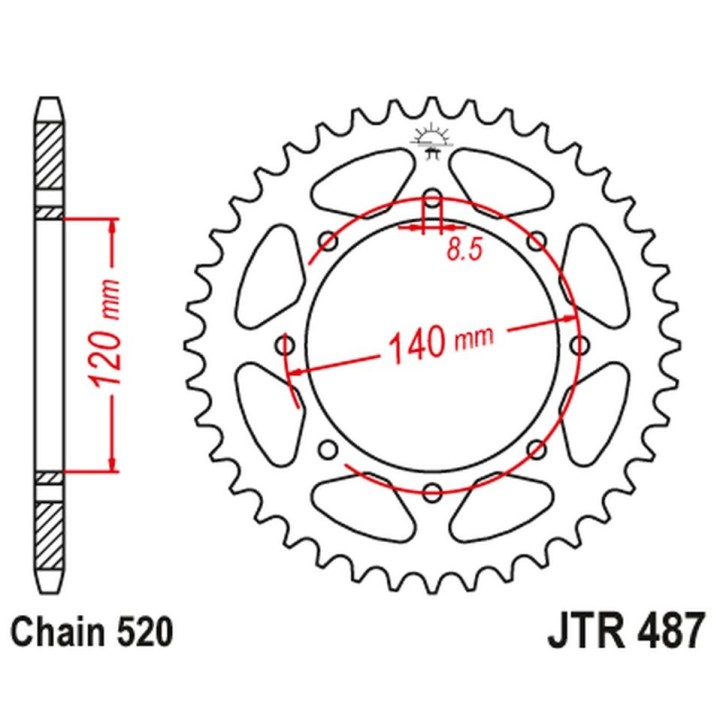 JT zębatka tylna 491 47 kawasaki kle 500 '97-'05 (+1) (49147JT) (łańc. 520)