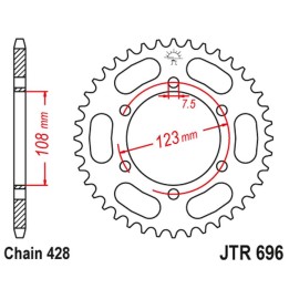 JT zębatka tylna 707 49 cagiva 50 prima super sports 92-95 (70749JT) (łańc. 520)