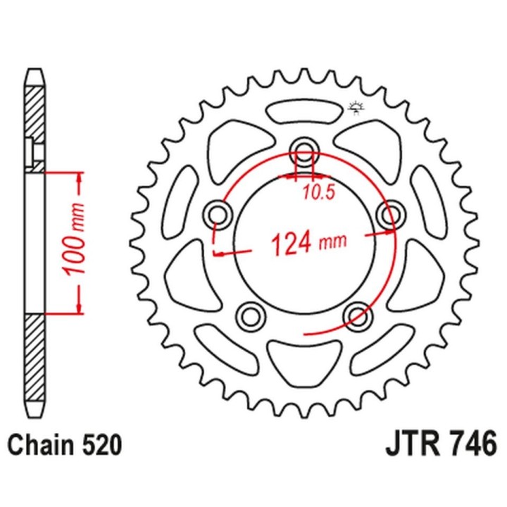 JT zębatka tylna 4444 43 ducati panigale 899 14-15, scrambler 800 15-18 (-2) (444443JT) (ŁAŃC.520)