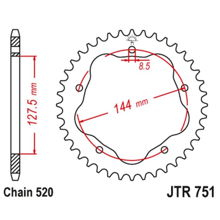 JT zębatka tylna 4320M 43 ducati 950 hypermotard '19-20, 800 monster '05-07, 748 biposto '95-03, (potrzebny adapter JTA750B) (4…