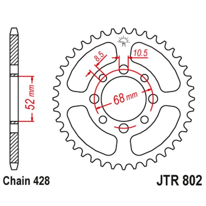 JT zębatka tylna 802 36 suzuki ts 80 '81-82, ds 80 '78-79, gt 80 '81-82, kawasaki ke 100 '08-01, kd 80 '80-87, mc 90 '70-75, kc…