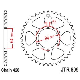 JT zębatka tylna 809 47 suzuki tc 100 '72-77, ts 100 '73-75, dr 125 '80-85, sp 125 '82-83 (80947JT) (łańc. 428)