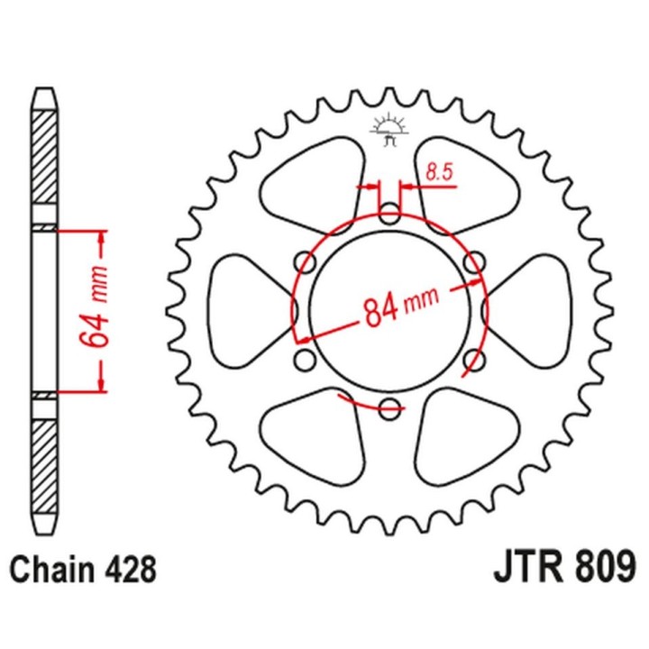 JT zębatka tylna 809 47 suzuki tc 100 '72-77, ts 100 '73-75, dr 125 '80-85, sp 125 '82-83 (80947JT) (łańc. 428)