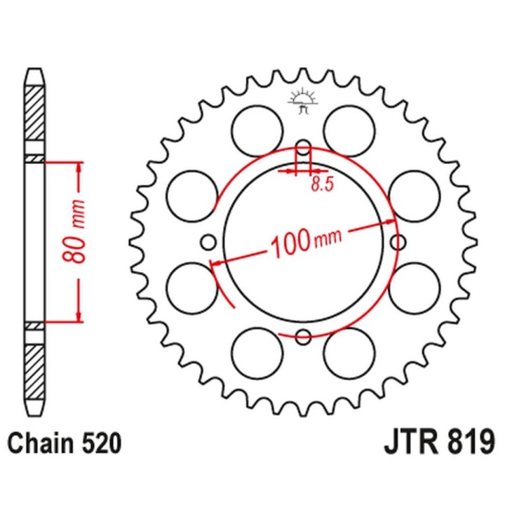 JT zębatka tylna 819 37 suzuki rg 250 '83-84 (81937JT) (łańc. 520)