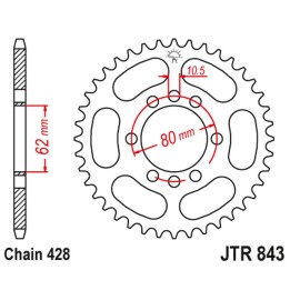 JT zębatka tylna 843 45 yamaha dt 80LC '83-84 (-3), dt 125 lc (-4), sr 125 '80-'94 (-4) (84345JT) (łańc. 428)
