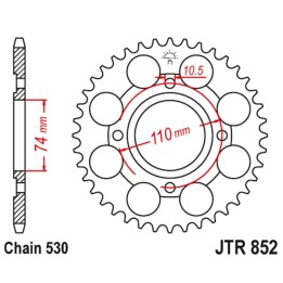 JT zębatka tylna 861 41 yamaha rd 250LC '80-85, rz 250 (86141JT) (łańc. 530)