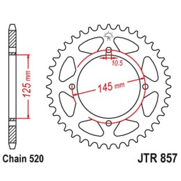 JT zębatka tylna 857 47 yamaha xv 125 virago '97-01, xvs 125 drag star '00-04, tt 600R '04, (85747JT) (łańc. 520)