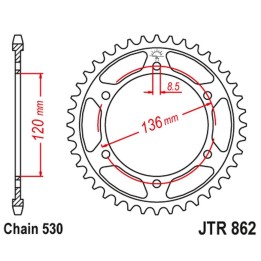JT zębatka tylna 864 46 yamaha fz 600 '86-88 (STD.46) xj 600 '86-88, yx 600 radian '88-90 (STD.+1) (86246JT) (łańc. 530)