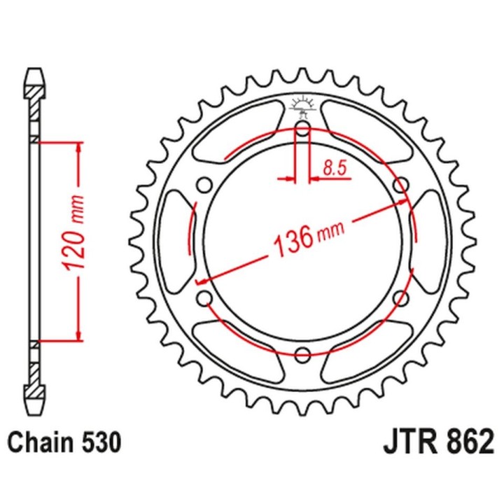 JT zębatka tylna 864 46 yamaha fz 600 '86-88 (STD.46) xj 600 '86-88, yx 600 radian '88-90 (STD.+1) (86246JT) (łańc. 530)