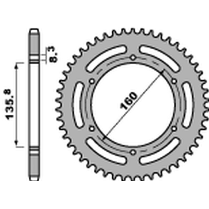 PBR zębatka tylna 3552 44 C45 bmw f 650, aprilia pegaso 650 '07-'09 (JTR5.44) (łańc. 520) (made in italy)
