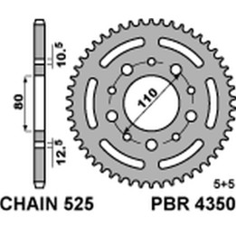 PBR zębatka tylna 4350 43 C45 honda cb 500 '94-'03, cb 750 '91-'03, vt 600 shadow '90-'04 (JTR1332.43) (łańc. 525) (made in ita…