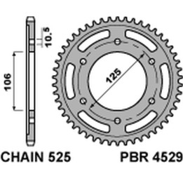 PBR zębatka tylna 4529 49 C45 triumph 675 daytona/ street triple '06-'20, bonneville/speedmaster/thruxton 1200 (JTR2014.49) (ła…