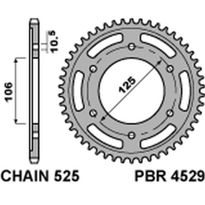 PBR zębatka tylna 4529 49 C45 triumph 675 daytona/ street triple '06-'20, bonneville/speedmaster/thruxton 1200 (JTR2014.49) (ła…