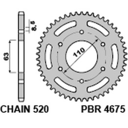 PBR zębatka tylna 4675 43 C45 ktm 125/200 duke '14-18, 390 duke/rc '13-18 (JTR890.43) (łańc. 520) (made in italy)