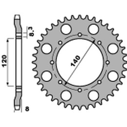 PBR zębatka tylna 506 44 C45 kawasaki klr 600 '84-'90 (JTR477.44) (łańc. 520) (STD.+1) (made in italy)