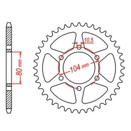 MTX parts zębatka tylna 478 43 kawasaki ZX6R '05-'17, z 750 (47843JT) (łańc. 520) (srebrna)
