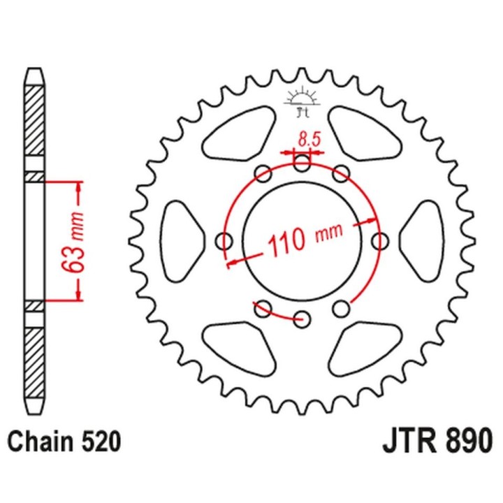JT zębatka tylna 4675 44 ktm 125/200 duke '14-'22, 390 duke/rc '13-'23 (JTR890.44) (łańc. 520)