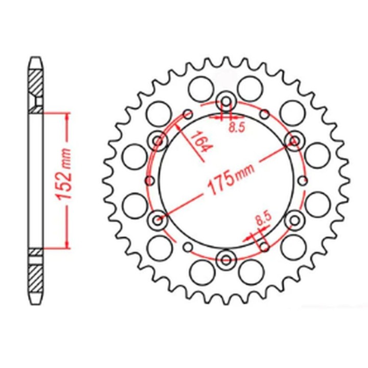 MTX parts zębatka tylna 856 42 yamaha TT600R '98-'03, TT600S '93-'95, yfz 350 BANSHEE`89-06 (JTR853.42) (łańc. 520)