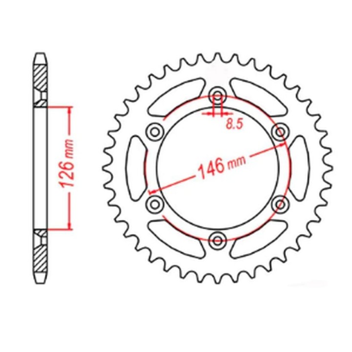 MTX parts zębatka tylna 808 44 suzuki rm/rmz (JTR808.44) (łańc. 520)