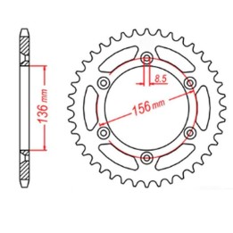 MTX parts zębatka tylna 702 43 husqvarna SM 610 '08-'09, suzuki DR350 '90-'03, rgv 250 '91-'96 (JTR822.43) (łańc. 520)